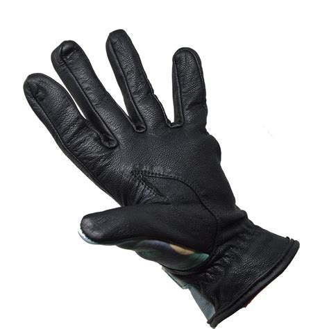 Glove Materials High Mileage HMG440 Mens Camo Leather Motorcycle Gloves